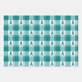 Cervical Cancer Awareness Plaid Wrapping Paper 