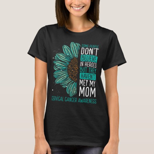 Cervical Cancer Awareness Ribbon Mom Warrior T-shirt (Voorkant)