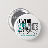 CERVICAL CANCER Blauwgroen White for Fighters Surv Ronde Button 5,7 Cm (Voorkant /achterkant)