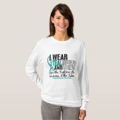 CERVICAL CANCER Blauwgroen White for Fighters Surv T-shirt (Voorkant volledig)