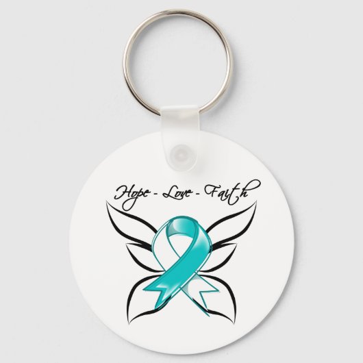 Cervical Cancer Hope Love Faith Sleutelhanger (Voorkant)