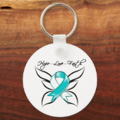 Cervical Cancer Hope Love Faith Sleutelhanger (Voorkant)