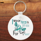 CERVICAL CANCER I Draag Blauwgroen en wit voor ME  Sleutelhanger (Voorkant)