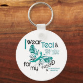 CERVICAL CANCER I Draag Blauwgroen en wit voor mij Sleutelhanger (Voorkant)