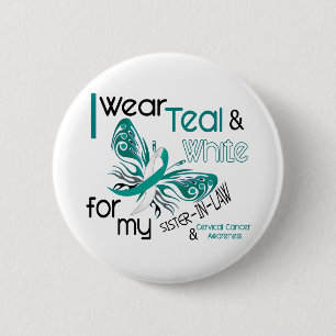 CERVICAL CANCER I Draag Blauwgroen White Sister-In Ronde Button 5,7 Cm