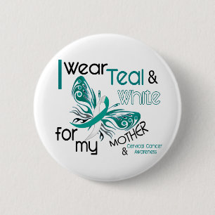 CERVICAL CANCER I Draag Blauwgroen White voor mijn Ronde Button 5,7 Cm
