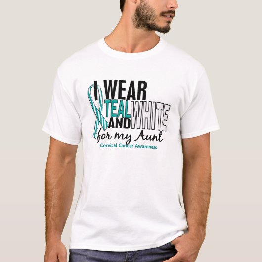 CERVICAL CANCER I Draag Blauwgroen & wit voor mijn T-shirt (Voorkant)