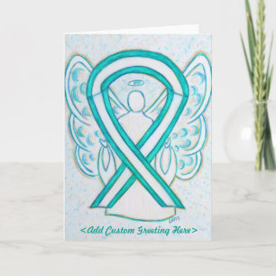 Cervical Cancer Ribbon Angel Wenskaart Feestdagen Kaart
