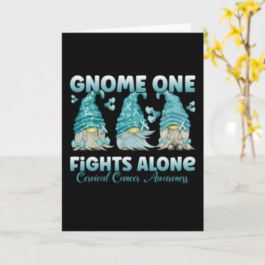 Cervical Cancer Teal Ribbon Gnome Kaart (Gele Bloem)
