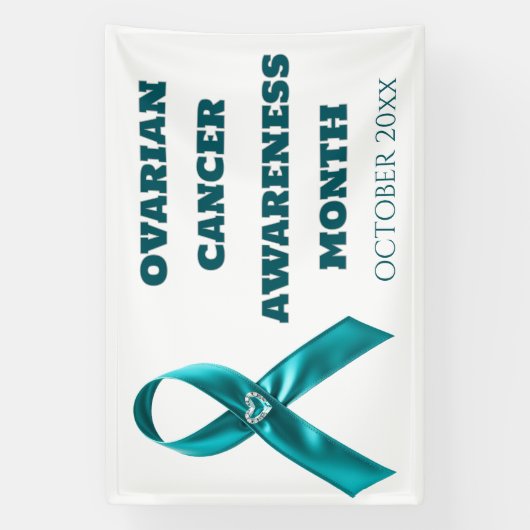 Cervical cancer teal ribbon ovarian awareness spandoek (Verticaal)