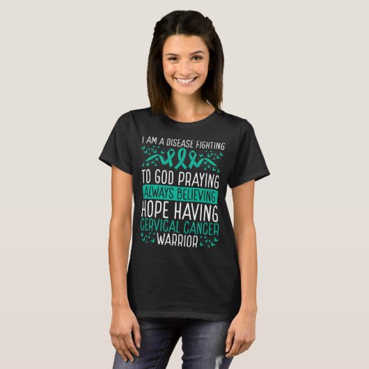 Cervical Cancer Warrior Disease Awareness Ribbon T-shirt (Voorkant volledig)