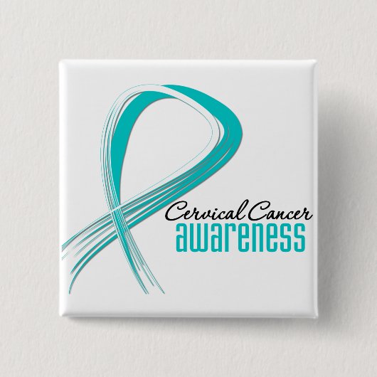 Cervicale kanker Awareness Grunge Ribbon Vierkante Button 5,1 Cm (Voorkant)