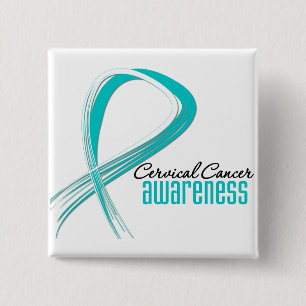 Cervicale kanker Awareness Grunge Ribbon Vierkante Button 5,1 Cm