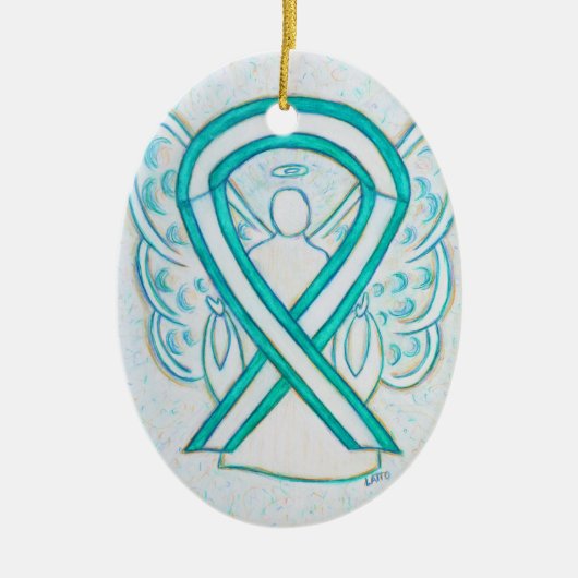 Cervicale Kanker Bewustzijnslint Engel Ornament (Voorkant)