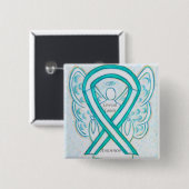 Cervicale kanker enenenbewust lintjes vierkante button 5,1 cm (Voorkant /achterkant)