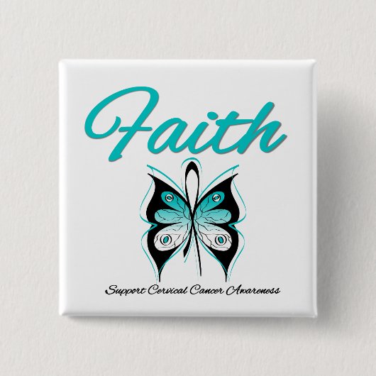 Cervicale kanker Faith Butterfly lint Vierkante Button 5,1 Cm (Voorkant)