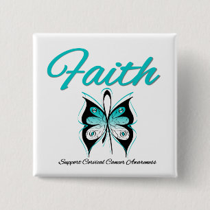 Cervicale kanker Faith Butterfly Vierkante Button 5,1 Cm