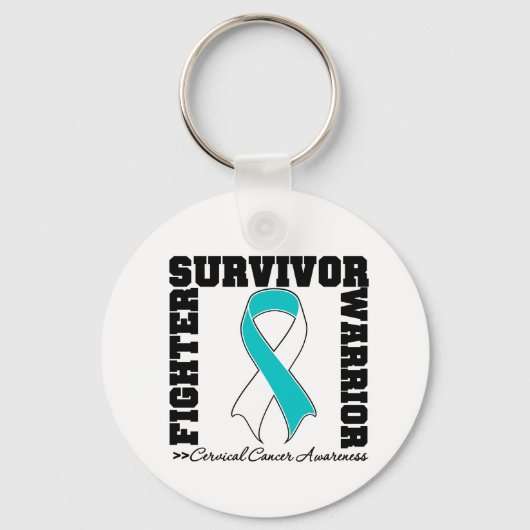 Cervicale kanker Survivor Fighter Warrior Sleutelhanger (Voorkant)