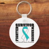 Cervicale kanker Survivor Fighter Warrior Sleutelhanger (Voorkant)