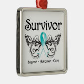 Cervicale kanker Survivor Floral Deco Metalen Ornament (Rechts)