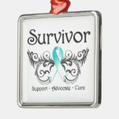 Cervicale kanker Survivor Floral Deco Metalen Ornament (Links)