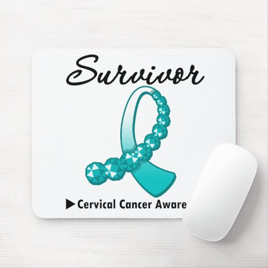 Cervicale kanker Survivor Gemstone Ribbon Muismat (Met muis)