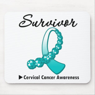 Cervicale kanker Survivor Gemstone Ribbon Muismat