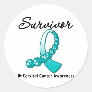 Cervicale kanker Survivor Gemstone Ribbon Ronde Sticker