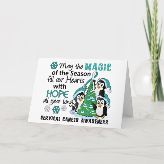 Cervicale Kanker van de Pinguïnen van Kerstmis Feestdagen Kaart (Voorkant)