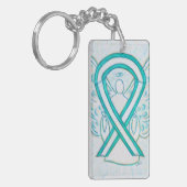 Cervicale kankerbewustmaking Ribbon Angel - sleute Sleutelhanger (Voorkant Links)