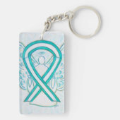 Cervicale kankerbewustmaking Ribbon Angel - sleute Sleutelhanger (achterkant)