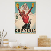 Cervinia, Breuil - Valle d'Aosta, Italië, Ski Post Poster (Keuken)