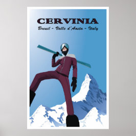 Cervinia,Breuil,Valle d'Aosta,Italië,Ski Poster