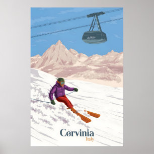 Cervinia Italië Skigebied Reisposter Poster