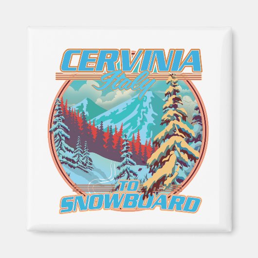 Cervinia Italië Snowboarden logo Magneet (Voorkant)