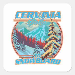 Cervinia Italië Snowboarden logo Vierkante Sticker