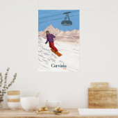 Cervinia Italië Snowboarden Reisposter Poster (Keuken)
