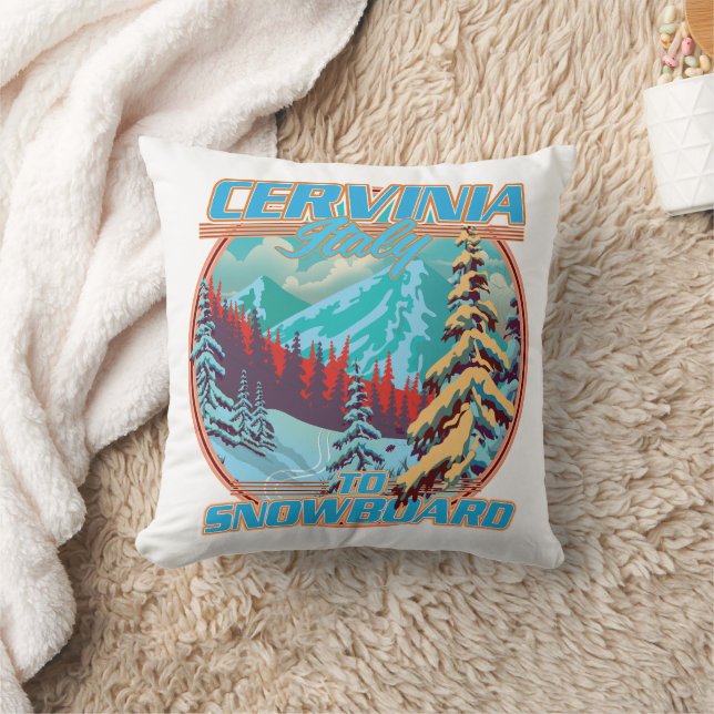 Cervinia italy Snowboarden logo Kussen (Deken)