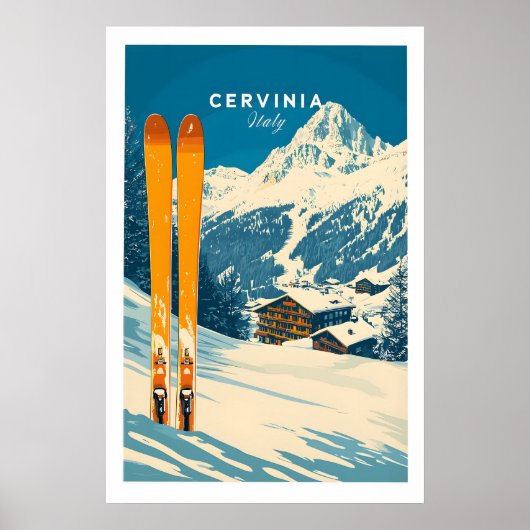 Cervinia Ski Muur Kunstprint 1 Poster (Voorkant)