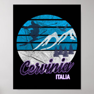 Cervinia Valle D'aosta Italië Ski Resort Snowboard Poster