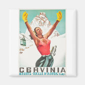 Cervinia vintage poster magneet (Voorkant)