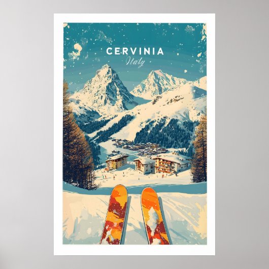 Cervinia Wandkunst Ski Print Italië 1 (Voorkant)