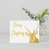 Cervo natalizio Oro Folie Vakantiehuis Kaart (Staand Voorkant)