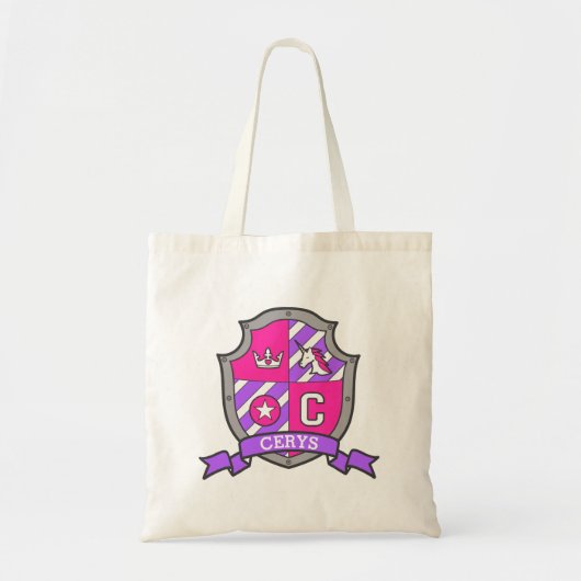Cerys knight shield C name roze paarse bibliotheek Tote Bag (Voorkant)