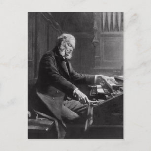 Cesar Franck aan de console van het orgaan Briefkaart