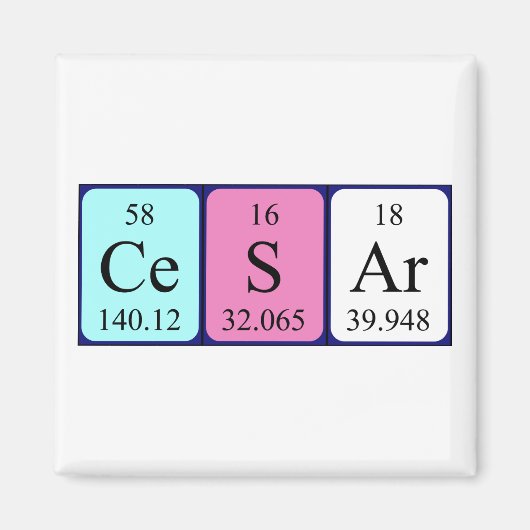 Cesar periodieke table name magnet (Voorkant)