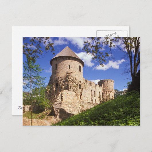 Cesis Castle in het centrum van Letland. Briefkaart (Voorkant / Achterkant)