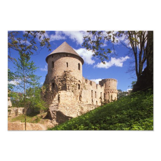 Cesis-kasteel in centraal Letland. Foto Afdruk (Voorkant)