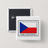 Ceska Republika Vierkante Button 5,1 Cm (Voorkant /achterkant)