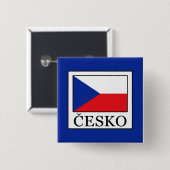 Česko Vierkante Button 5,1 Cm (Voorkant /achterkant)